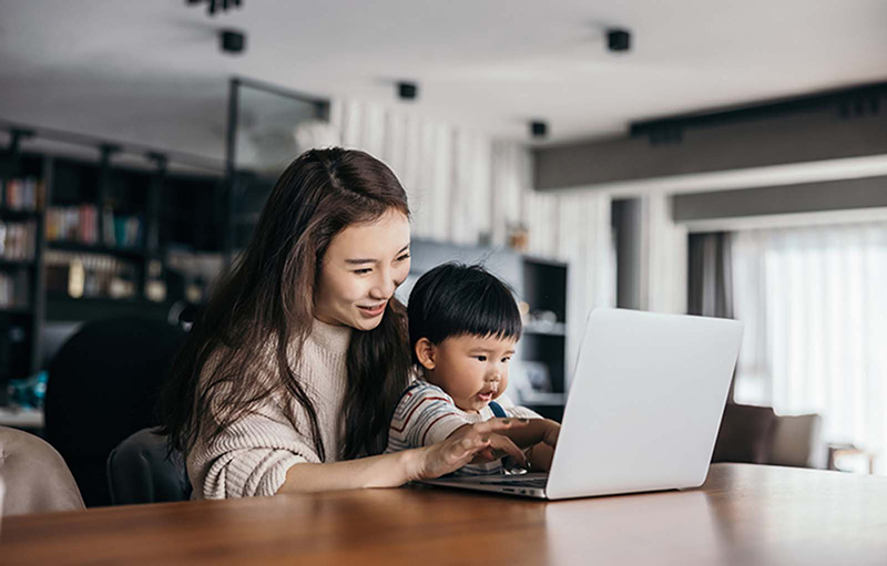 Individual on office computer