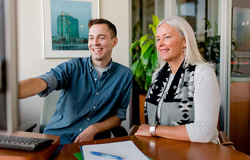 Individual on office computer